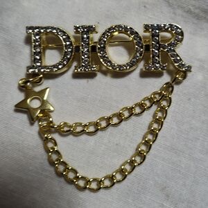 Dior Gold and Silver Logo Brooch